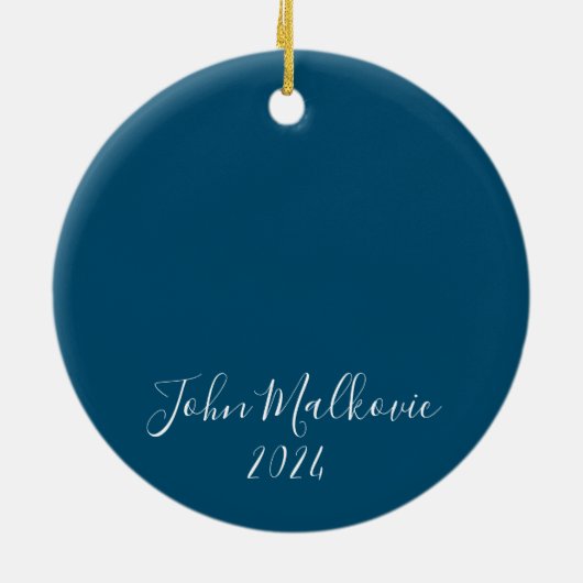 Vrolijk en helder sneeuwvlokken rood aangepaste ki keramisch ornament (Achterkant)