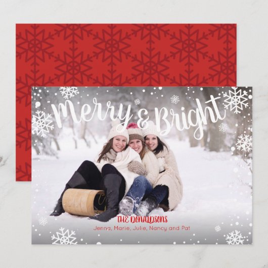 Vrolijk en helder sneeuwvlokken Witte kerst Kaart (Voorkant / Achterkant)