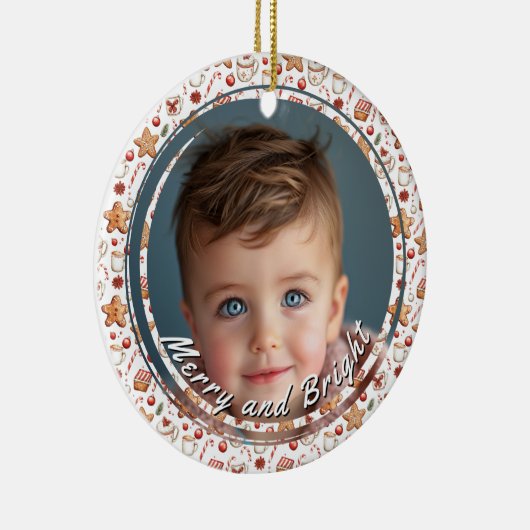 Vrolijk en helder snoep aangepaste kind foto keramisch ornament (Rechts)