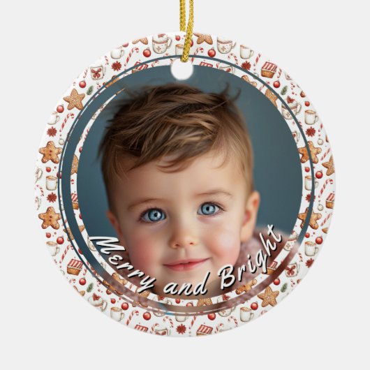 Vrolijk en helder snoep aangepaste kind foto keramisch ornament (Voorkant)