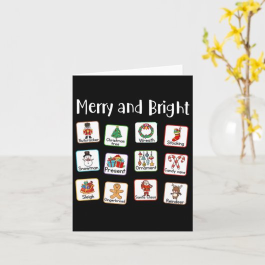 Vrolijk en helder spraaktherapeut AAC SLP Kerstmis Kaart (Gele Bloem)