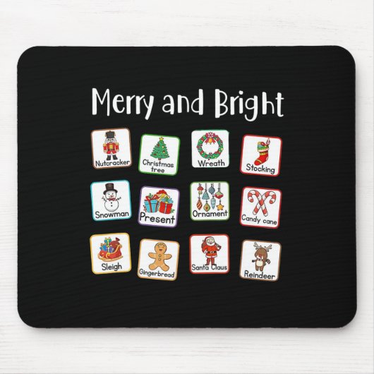 Vrolijk en helder spraaktherapeut AAC SLP Kerstmis Muismat (Voorkant)