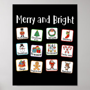 Vrolijk en helder spraaktherapeut AAC SLP Kerstmis Poster