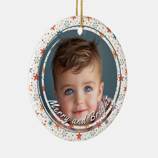Vrolijk en helder sterren aangepaste kind foto keramisch ornament (Rechts)