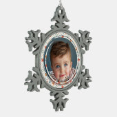 Vrolijk en helder sterren aangepaste kind foto tin sneeuwvlok ornament (Links)