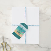 Vrolijk en helder strand Kerstmis Cadeaulabel (Met Touw)