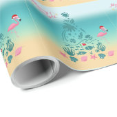 Vrolijk en helder strand Kerstmis Cadeaupapier (Rol Hoek)