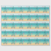 Vrolijk en helder strand Kerstmis Cadeaupapier (Vlak)