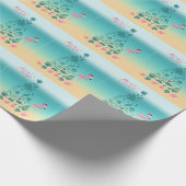 Vrolijk en helder strand Kerstmis Cadeaupapier (Hoek)