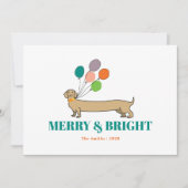 Vrolijk en helder teckel hond Kerstmis Feestdagenkaart (Voorkant)