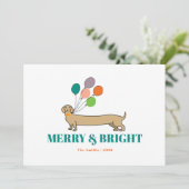 Vrolijk en helder teckel hond Kerstmis Feestdagenkaart (Staand voorkant)