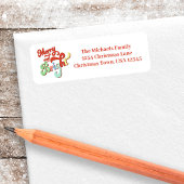 Vrolijk en helder terug adres kerst etiket
