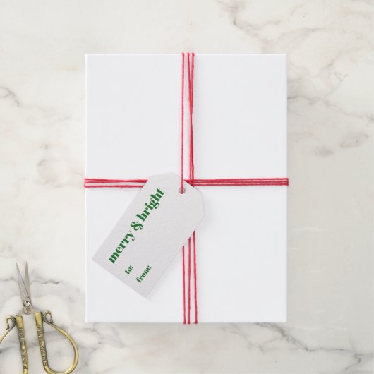 Vrolijk en helder tot groen, modern kerstfeest cadeaulabel (Met Touw)