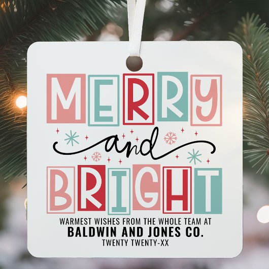 Vrolijk en helder trendy  aangepaste kerst metalen ornament