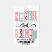 Vrolijk en helder trendy  aangepaste kerst metalen ornament (Voorkant links)