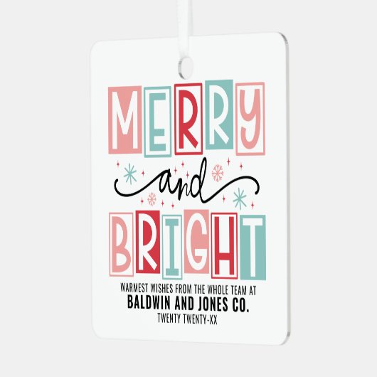 Vrolijk en helder trendy  aangepaste kerst metalen ornament (Voorkant links)