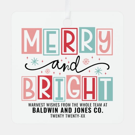 Vrolijk en helder trendy  aangepaste kerst metalen ornament (Voorkant)