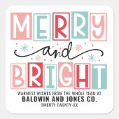 Vrolijk en helder trendy  aangepaste kerst vierkante sticker (Voorkant)