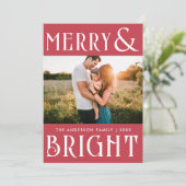 Vrolijk en helder trendy retro foto kerst feestdagenkaart (Staand voorkant)