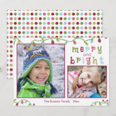 Vrolijk en helder, twee foto's, roze accent feestdagenkaart (Voorkant / Achterkant)