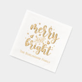 Vrolijk en helder typografie familienaam folie servetten (Links)