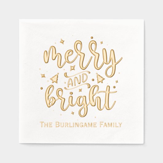 Vrolijk en helder typografie familienaam folie servetten (Voorkant)