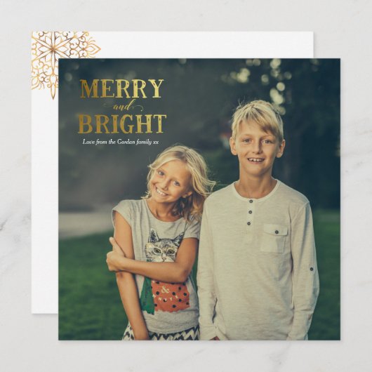 Vrolijk en helder vierkant kerstkaart (Voorkant / Achterkant)