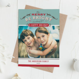 Vrolijk en helder vintage kerstfoto feestdagenkaart