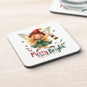 Vrolijk en helder, vrolijk kerstfeest bier onderzetter (Linkerzijde)