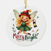 Vrolijk en helder, vrolijk kerstfeest keramisch ornament (Voorkant)