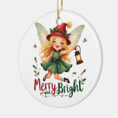 Vrolijk en helder, vrolijk kerstfeest keramisch ornament (Links)