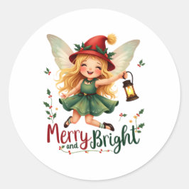 Vrolijk en helder, vrolijk kerstfeest ronde sticker