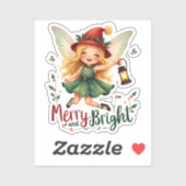 Vrolijk en helder, vrolijk kerstfeest sticker (Vel)