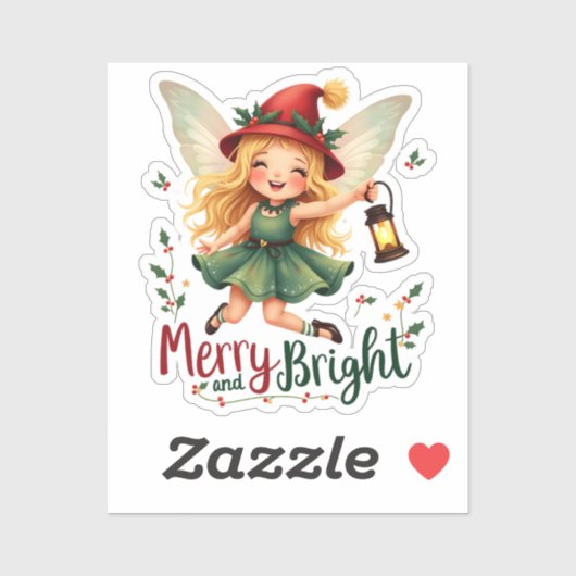 Vrolijk en helder, vrolijk kerstfeest sticker (Vel)