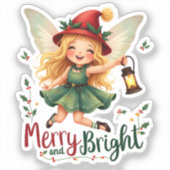 Vrolijk en helder, vrolijk kerstfeest sticker (Voorkant)