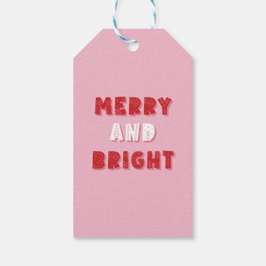 Vrolijk en helder, Vrolijk Kerstmis, Kerstmis, Roz Cadeaulabel (Achterkant)