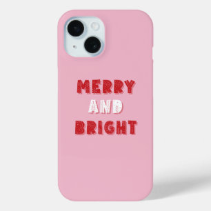 Vrolijk en helder, Vrolijk Kerstmis, Kerstmis, Roz iPhone 15 Case