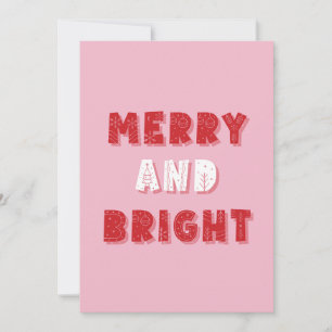 Vrolijk en helder, Vrolijk Kerstmis, Kerstmis, Roz Feestdagenkaart