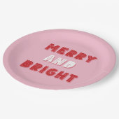Vrolijk en helder, Vrolijk Kerstmis, Kerstmis, Roz Papieren Bordje (Gekanteld)