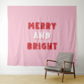 Vrolijk en helder, Vrolijk Kerstmis, Kerstmis, Roz Wandkleed (In Situ (horizontaal))