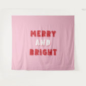 Vrolijk en helder, Vrolijk Kerstmis, Kerstmis, Roz Wandkleed (Voorkant (horizontaal))