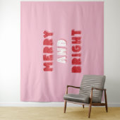 Vrolijk en helder, Vrolijk Kerstmis, Kerstmis, Roz Wandkleed (In situ)