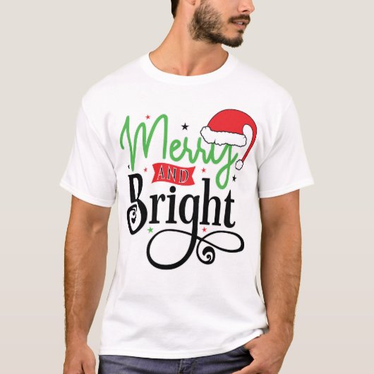 Vrolijk en Helder Vrouwen Kerst T shirt, Mannen T- T-shirt (Voorkant)