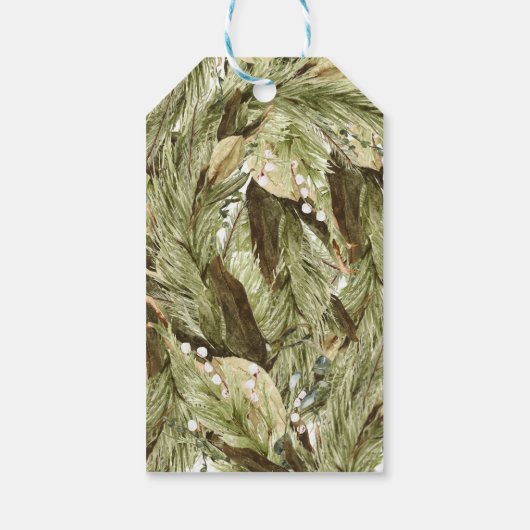 Vrolijk en Helder Waterverf Kerstkrans Cadeaulabel (Achterkant)