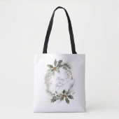 Vrolijk en Helder Waterverf Kerstkrans Tote Bag (Voorkant)