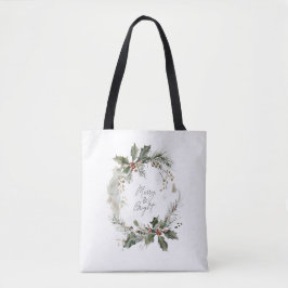 Vrolijk en Helder Waterverf Kerstkrans Tote Bag