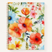 Vrolijk en helder Waterverf Poppy Floral Notitiebo Notitieboek (Voorkant)