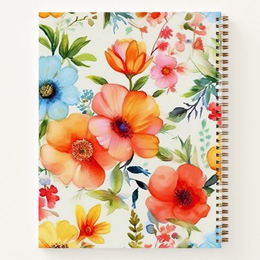 Vrolijk en helder Waterverf Poppy Floral Notitiebo Notitieboek (Achterkant)