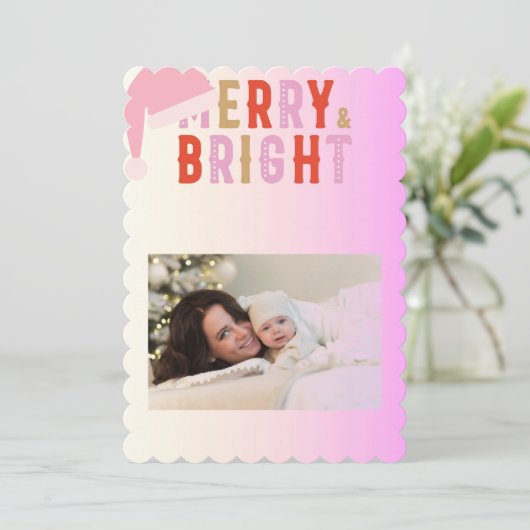 Vrolijk en helder wenskaart Kerst Save The Date (Staand voorkant)