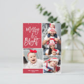 Vrolijk en helder | Witte typografie Kerstmis Briefkaart (Staand voorkant)